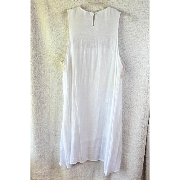 Darlin White Sleeveless Dress/Beach Coverup NO SIZE TAG see measurements Boho - Picture 3 of 9